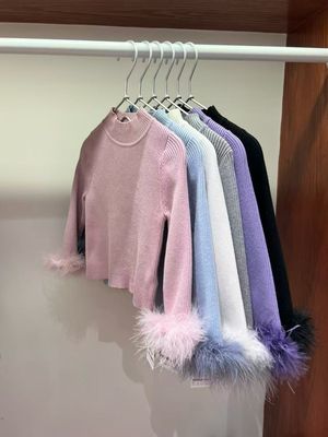 Cherry25秋冬新女童半高领长袖毛衣女孩百搭弹力纯色针织衫6739