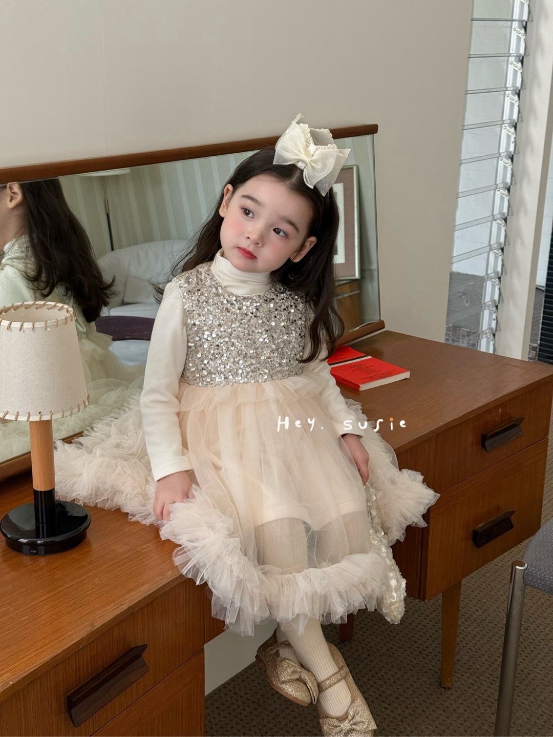 susie25新女童亮片天鹅绒亮片连衣裙洋气背心裙韩版蛋糕裙7219