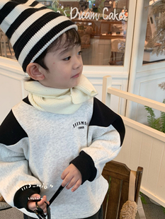 米奥童装24秋男女婴小童宝洋气拼接韩系卫衣宝宝长袖洋气T恤上衣