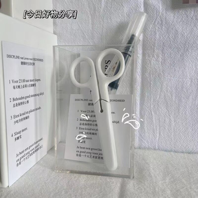 INS 스타일 XIAOHONGSHU 학생 같은 스타일 미니 흰색 작은 가위 손 계정 절단 예술 투명 인쇄되지 않은 스타일 가위