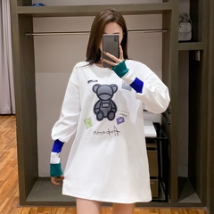 Real shot cotton Pullover bottom shirt for women's versatile spring new Korean loose long sleeve T-shirt