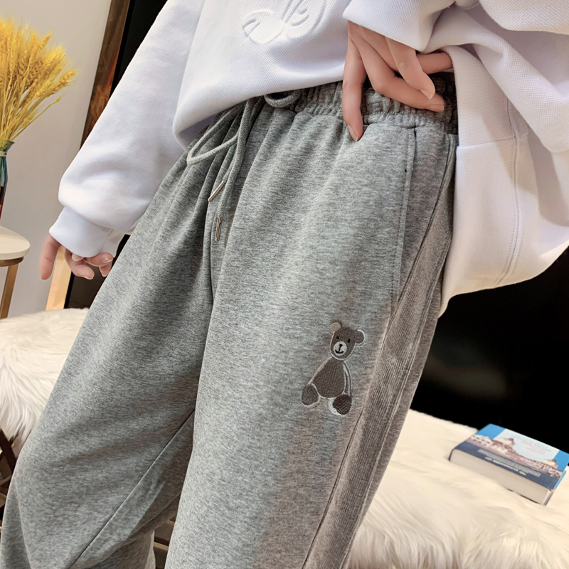 Official figure new thin summer bear embroidered Leggings Harlem pants