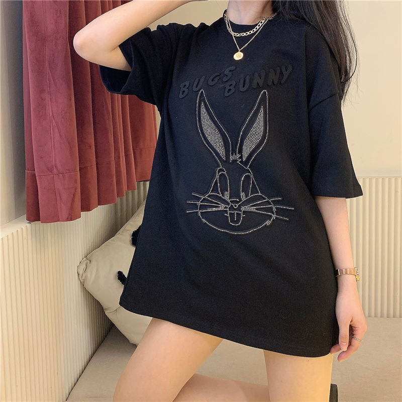 Real shot cotton new style short sleeve T-shirt women's Korean loose size versatile student top fashion