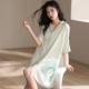 冰丝睡裙女夏季 仿真丝绸家居服 睡衣2024年新款 薄款 性感纯欲风衬衫