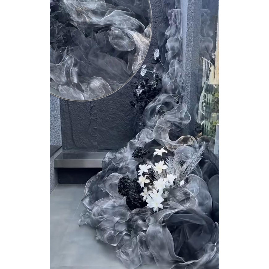 银色加密可塑性云雾网硬网纱创意婚礼DIY自由折叠造型布装饰面料图片