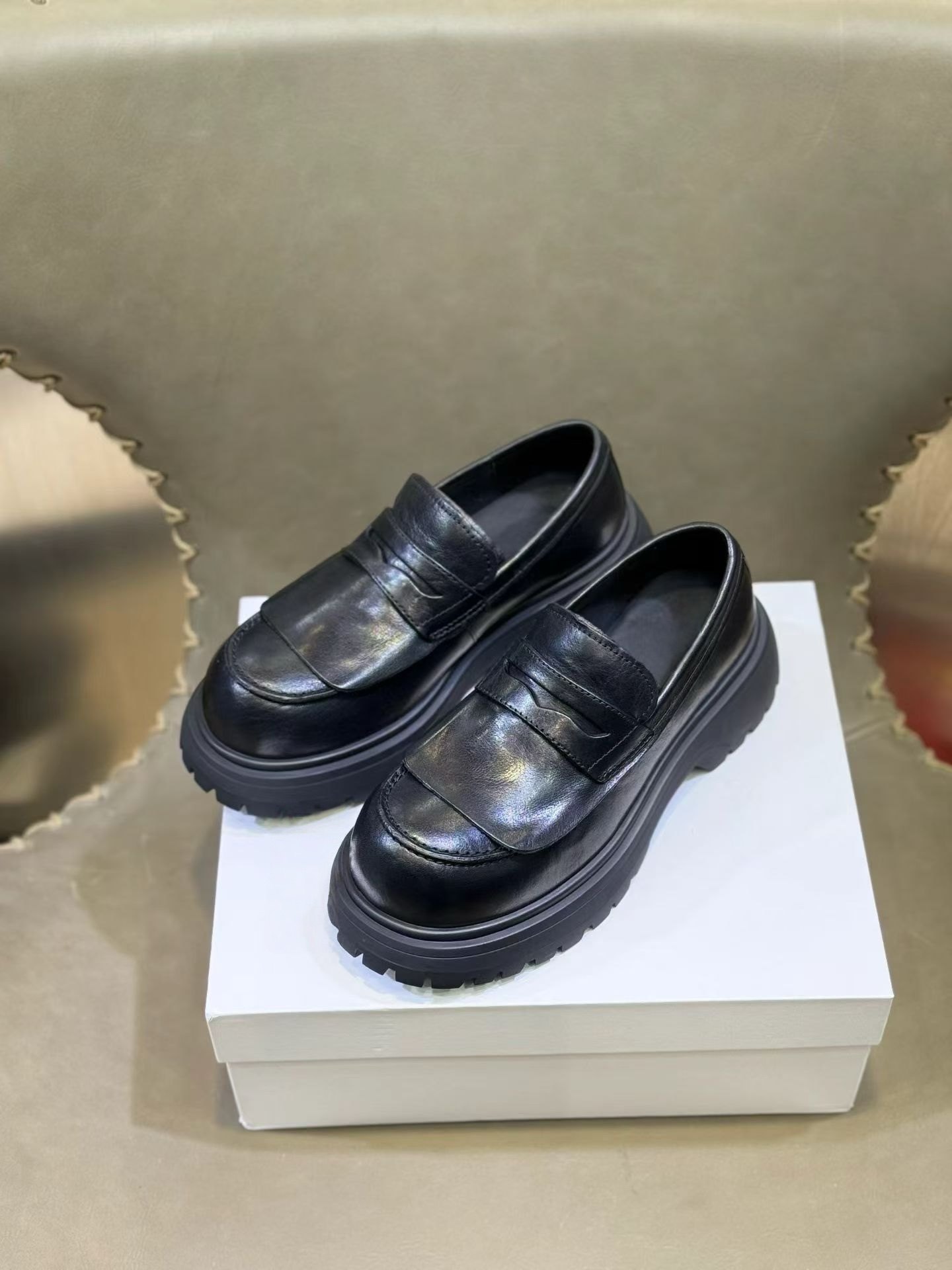 苏与2026春季新款真皮乐福鞋女英伦风小皮鞋百搭休闲圆头厚底单鞋,女鞋,乐福鞋（豆豆鞋）,淘宝优惠券,粉丝福利购,淘宝优惠卷