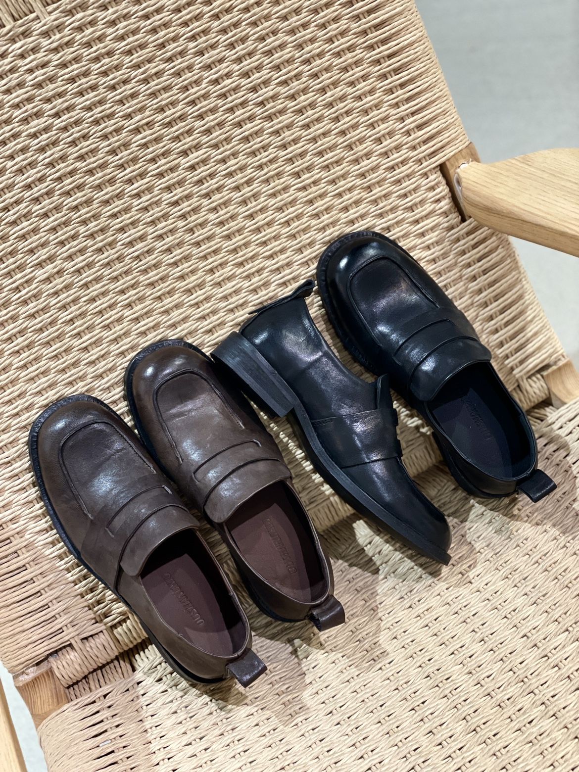 ALEXSUYU春秋新款真皮水洗皮高级感平底乐福鞋欧货复古小皮鞋女鞋