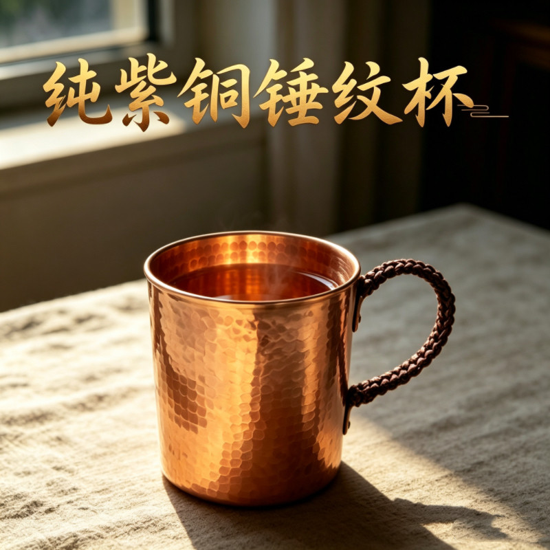 纯紫铜杯子手工锤纹杯复古马克杯茶杯