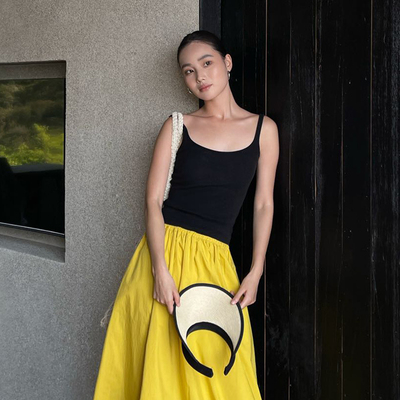 PURITY YH 小众简约黑色工字修身吊带背心内搭外穿显瘦无袖上衣女