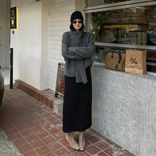 PURITY YH高级羊毛呢半身裙女冬季时尚百搭中长款休闲冬裙a字长裙