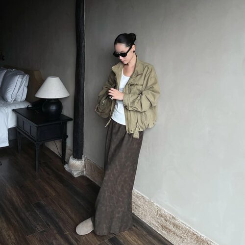 PURITY YR小众简约气质款秋时髦天丝豹纹梨形遮胯显瘦百搭半裙女