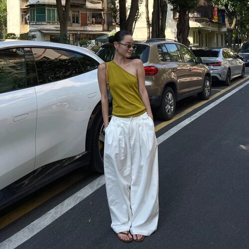 PURITY YR小众简约韩系宽松气质夏棉麻巨显瘦高级休闲长裤阔腿裤