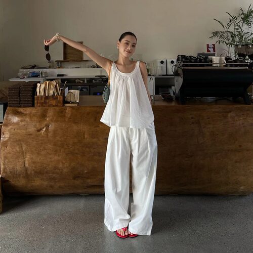 PURITY YR小众简约韩系宽松气质夏棉麻巨显瘦高级休闲长裤阔腿裤