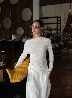 PURITYYH法式小众极简显瘦百搭长袖一字领背心内搭气质打底女T恤