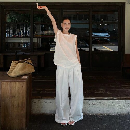 PURITY YR小众简约韩系宽松气质夏棉麻巨显瘦高级休闲长裤阔腿裤