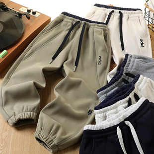 大童运动裤 儿童洋气印花保暖休闲卫裤 潮 子2025秋冬新款 男童加绒裤