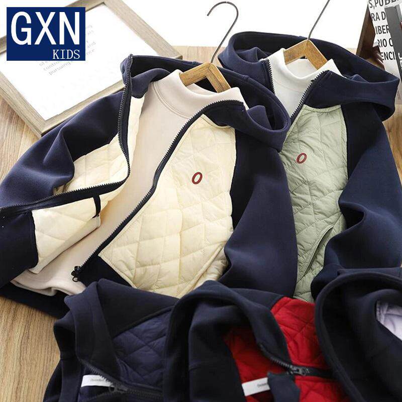 男童加厚外套儿童帅气拼接保暖连帽衫2025秋冬新款大童防风上衣潮
