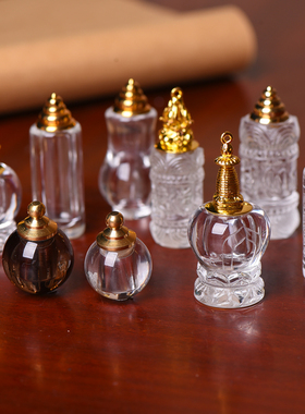 天然白水晶舍利子瓶塔吊坠空心朱砂瓶挂件可打开男女挂坠礼物