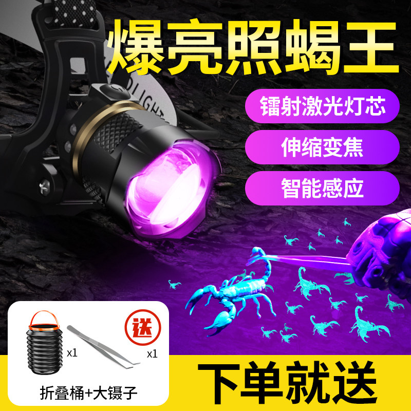 天火照蝎子头灯2025新强光头戴式充电超亮感应专用紫光灯超长续航