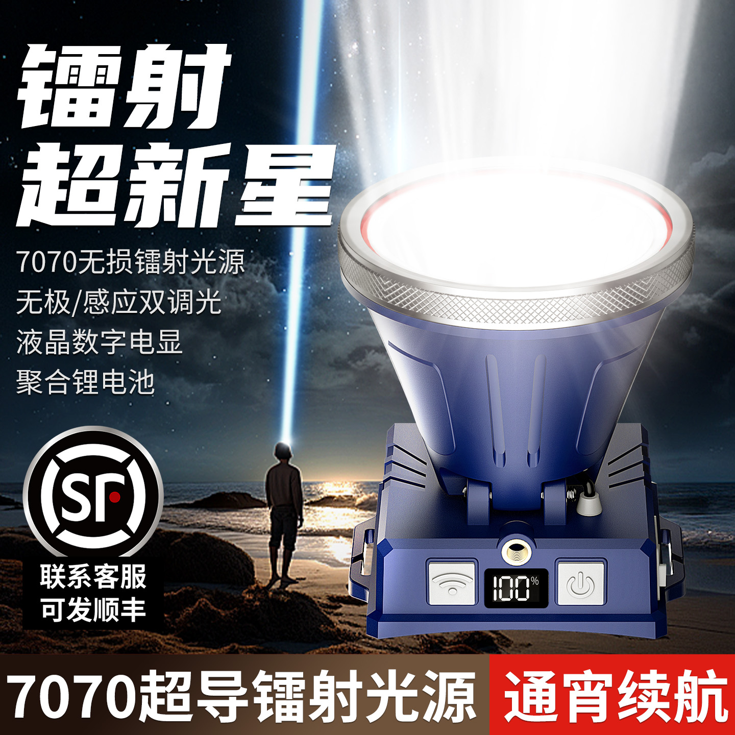 天火强光头灯充电感应超亮超长