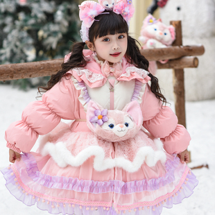 2025冬季 女童玲娜贝儿羽绒服外套裙子公主裙连衣裙保暖过年服 新款