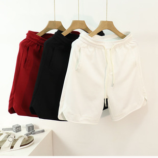 短裤 2025韩版 夏装 男士 潮流纯色厚实透气直筒 宽松休闲松紧五分中裤