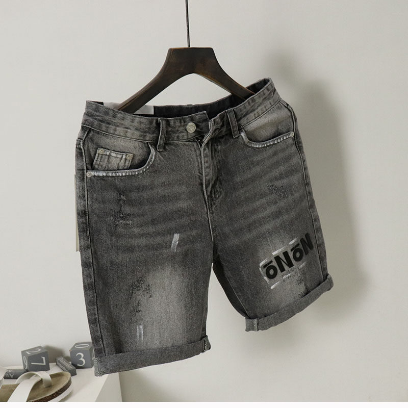 复古美式牛仔短裤男士夏季新款五分裤潮牌ins港风韩版潮中裤四分