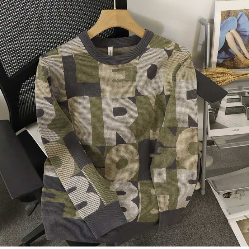 新品 男士秋冬装针织衫花毛衣潮流打底原版修身社会小伙百搭