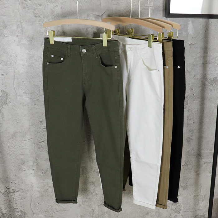 新品男士秋冬休闲牛仔裤弹力修身小脚长裤纯色潮流百搭韩版男