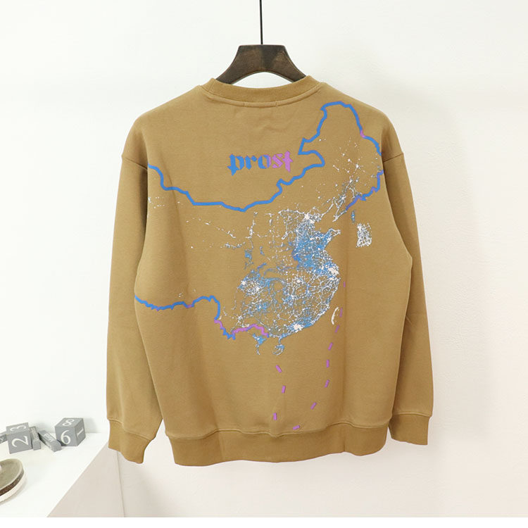 刺绣2025秋季男士新品休闲长袖T恤中国地图卫衣潮流打底衫个性潮
