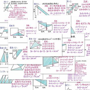 五年级数学知识贴纸数学重点专项训练求多边形求阴影面积思路贴画