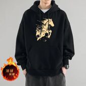 大码 重磅300克连帽卫衣胖子宽松显瘦加绒加厚卡通港风冬季 不起球