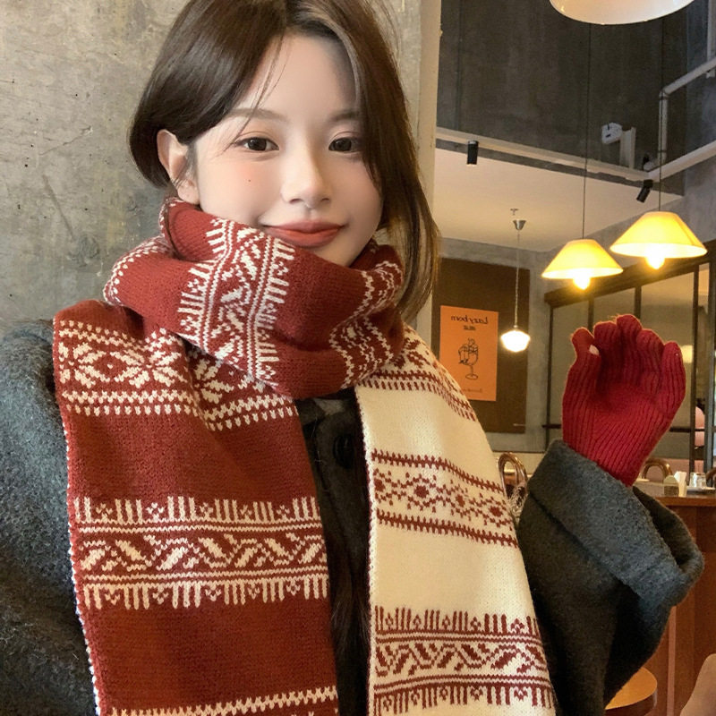 圣诞雪花双面针织羊绒围巾女冬季韩系氛围感保暖护颈毛线围脖披肩,运动包/户外包/配件,围巾/围脖,淘宝优惠券,粉丝福利购,淘宝优惠卷