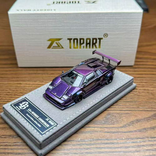 Topart 1:64 LBWK 兰博基尼 Countach 康塔什 变色紫合金汽车模型