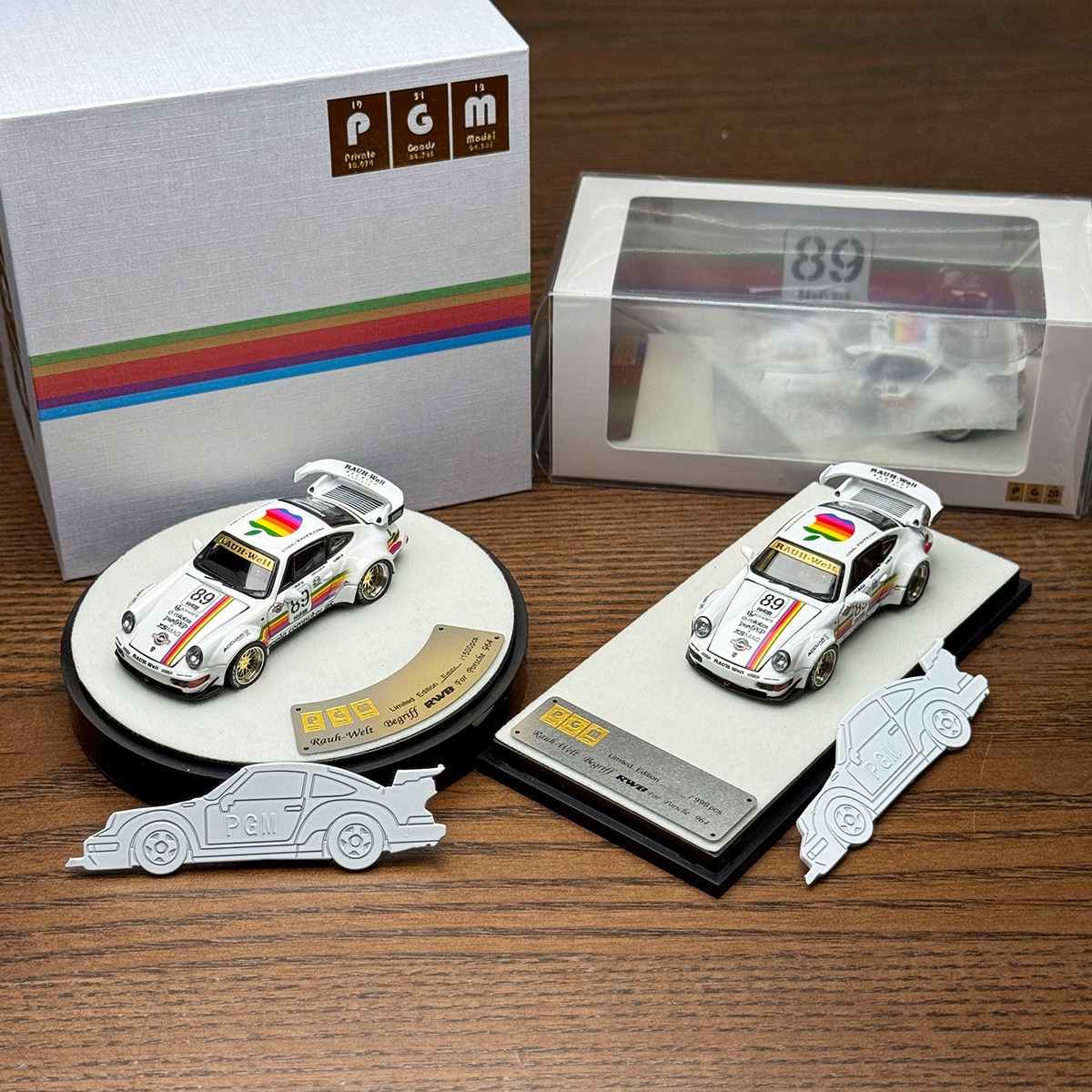 PGM 1:64 保时捷RWB 964 宽体改装 白苹果 合金全开 仿真汽车模型图片