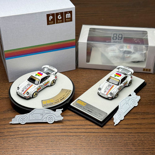 PGM 1:64 保时捷RWB 964 宽体改装 白苹果 合金全开 仿真汽车模型