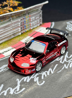 MINIGT 1:64 #1132丰田Supra速霸A80 GT-300 镀铬红合金汽车模型