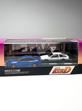 现货 日本动漫社 1:64 头文字D丰田AE85+斯巴鲁GC8 合金汽车模型