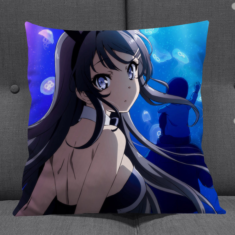 青春猪头少年兔女郎周边抱枕方形双面图案靠枕可拆洗枕套现货包邮