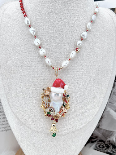 秘密花园原创设计纯手工制作淡水巴洛克珍珠吊坠毛衣链挂件胸针