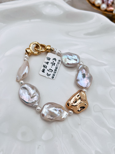 《白·云》稀有炫彩蚌钉珠手链天然淡水珍珠原创设计款项链