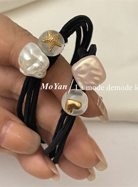 云朵珍珠发圈网红头绳女气质头饰简约橡皮筋高弹力耐用扎头发发绳