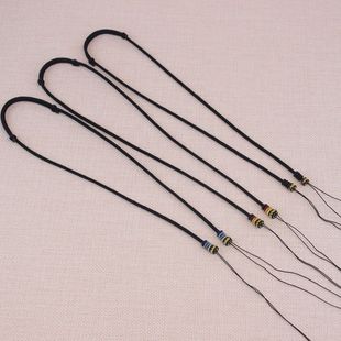 手工编绳小孔圆珠项链绳子横穿米珠锁骨链DIY吊坠绳可调节长短黑