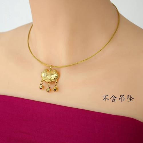 日本进口黄色吊坠挂绳锁骨链项链绳子颈链钢丝细绳项圈女款不掉色 - 封面