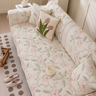 田园风全棉沙发垫四季通用纯棉飘窗垫夏季坐垫子盖布固定防滑套罩