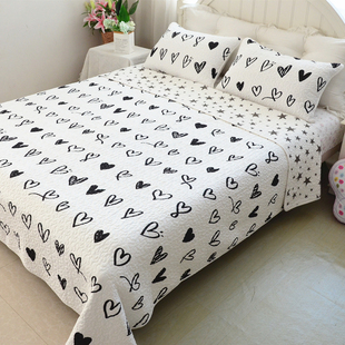 北欧斜纹双面纯棉床盖全棉绗缝被单件水洗榻榻米防滑床单夹棉四季