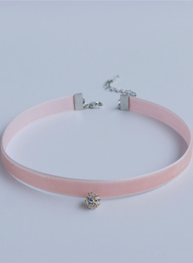 甜欲少女风粉丝绒Choker锁骨链