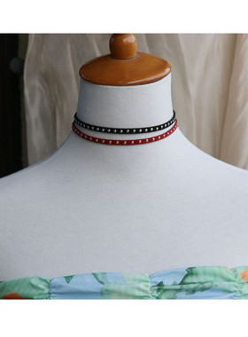 皮绒绳铆钉项圈女蹦迪少女choker