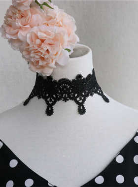 复古小众拍三免一蕾丝颈链宽项圈