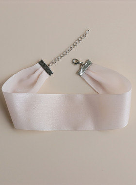 简约甜美宽边浅粉遮颈纹丝带颈链